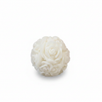 Rose ball sphere soy candle covered in rose petals - white background studio shot - Just Natural Purity