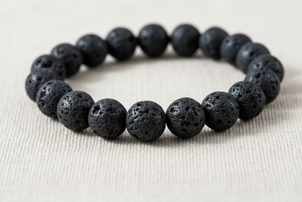 Close-up detail of Lava beads showing porous volcanic texture for essential oils