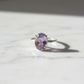 Amethyst Crystal Ring — Adjustable Silver