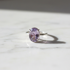 Amethyst Crystal Ring — Adjustable Silver