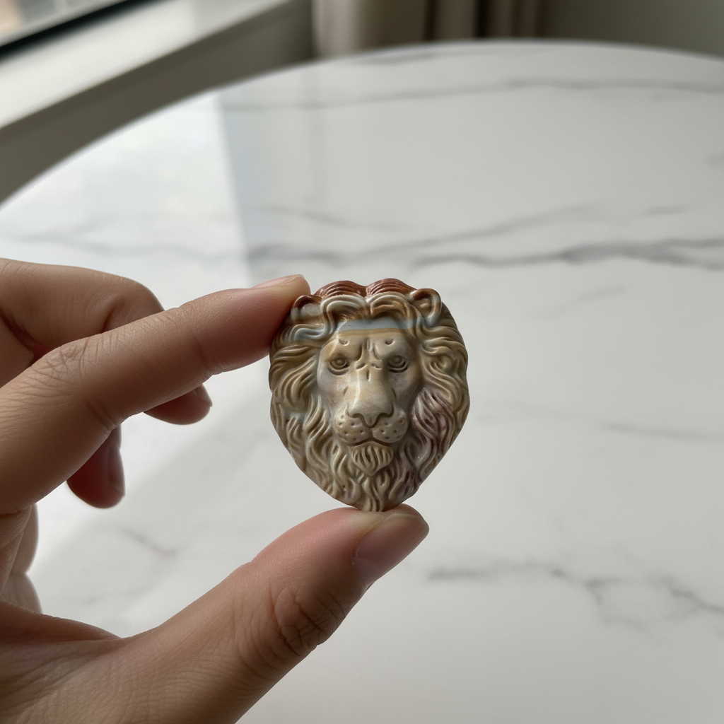 Alashan Agate Lion Carving mi