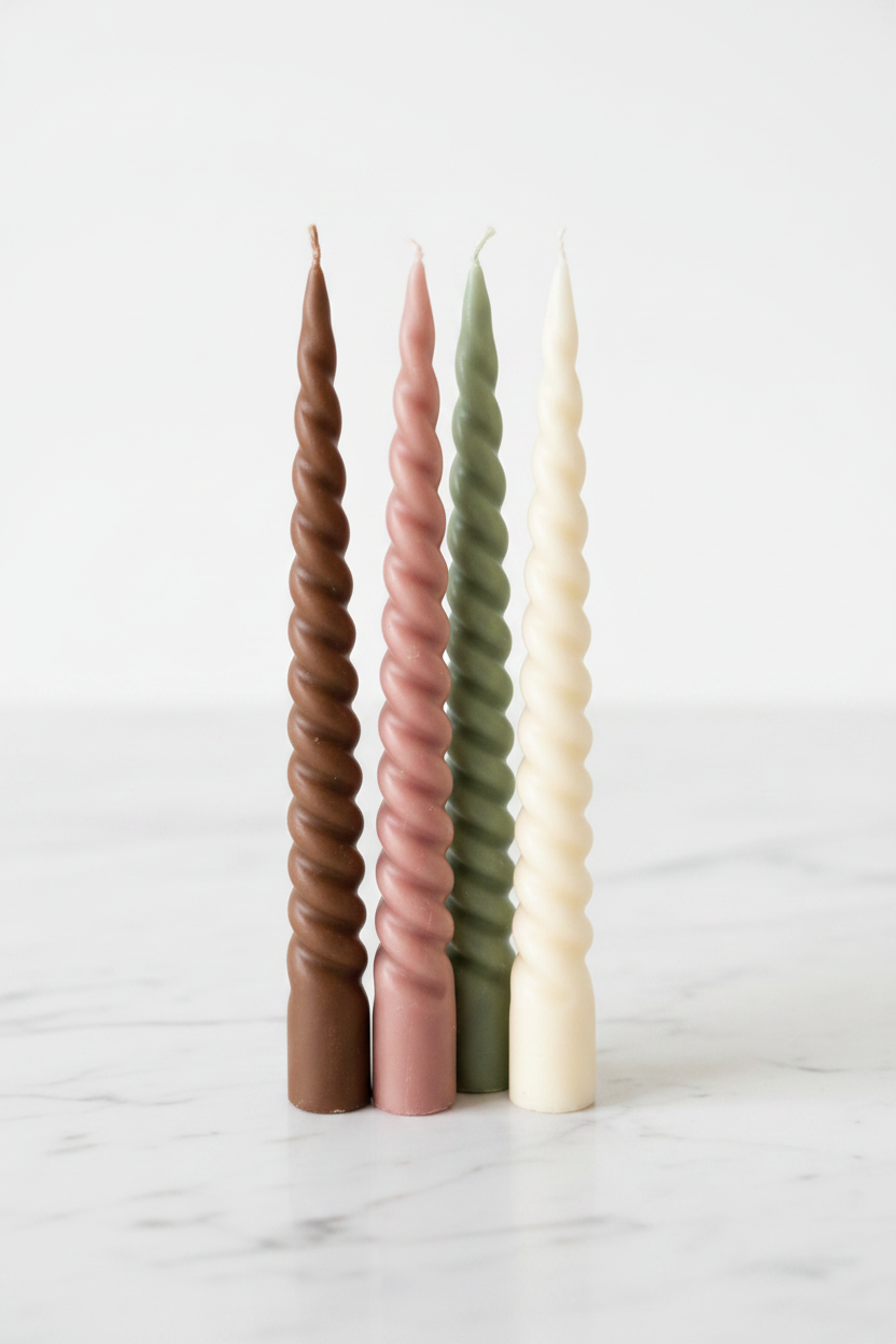 Spiral Twist Taper Candle ( 4 Pcs)
