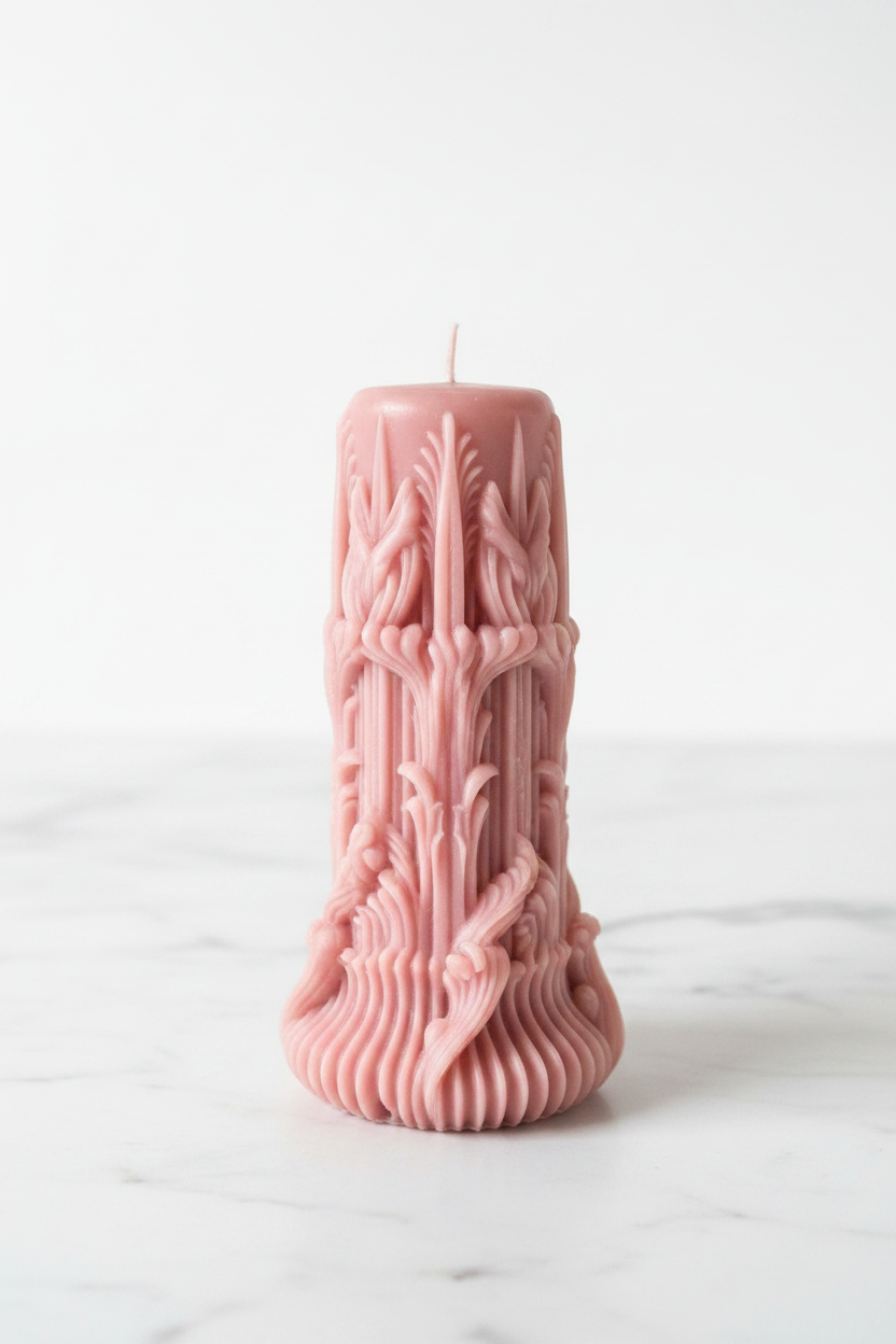 Carved Artistic Pillar Candle (2 Pcs)
