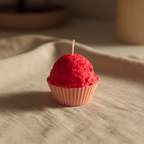 Cupcake Candle on beige linen