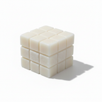 Dice cube geometric soy candle - white background studio shot - Just Natural Purity