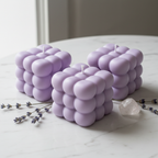 Pastel lavender triple cloud candles on white marble - Just Natural Purity