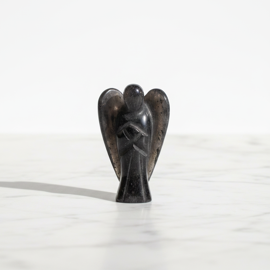 Black Tourmaline Angel | 1 Inch Pocket Angel