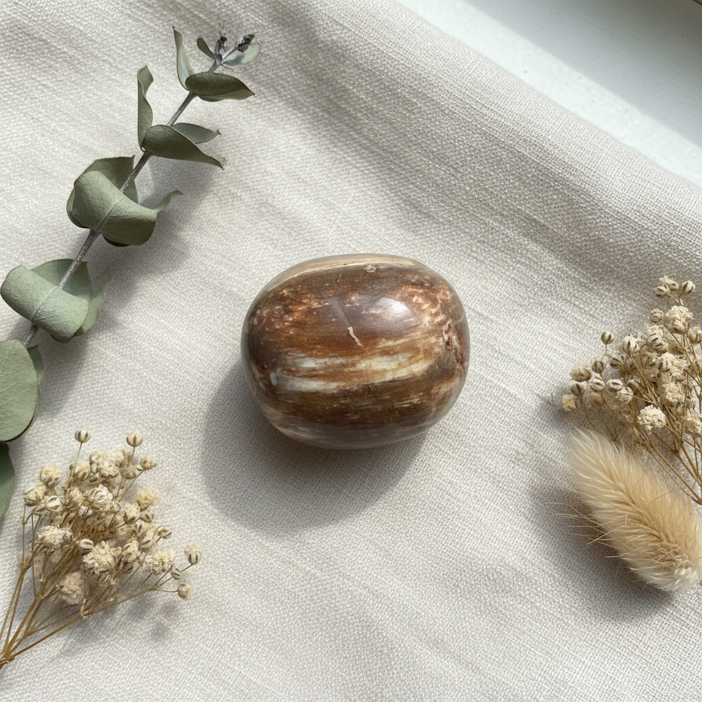 Petrified Wood Palm Stone Flat Lay