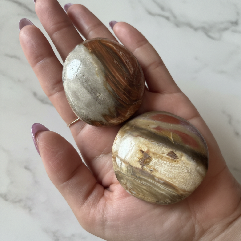 Petrified Wood Palm Stone Hand Shot